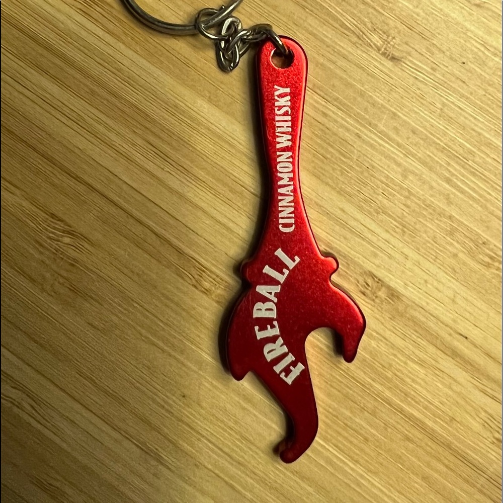 Fireball Whiskey Keychain Bottle Opener Light Metal